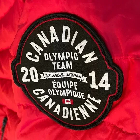 HBC Official Outfitter 2014 Olympics Reversible Down Puffer Jacket Red Black M - Picture 12 of 16